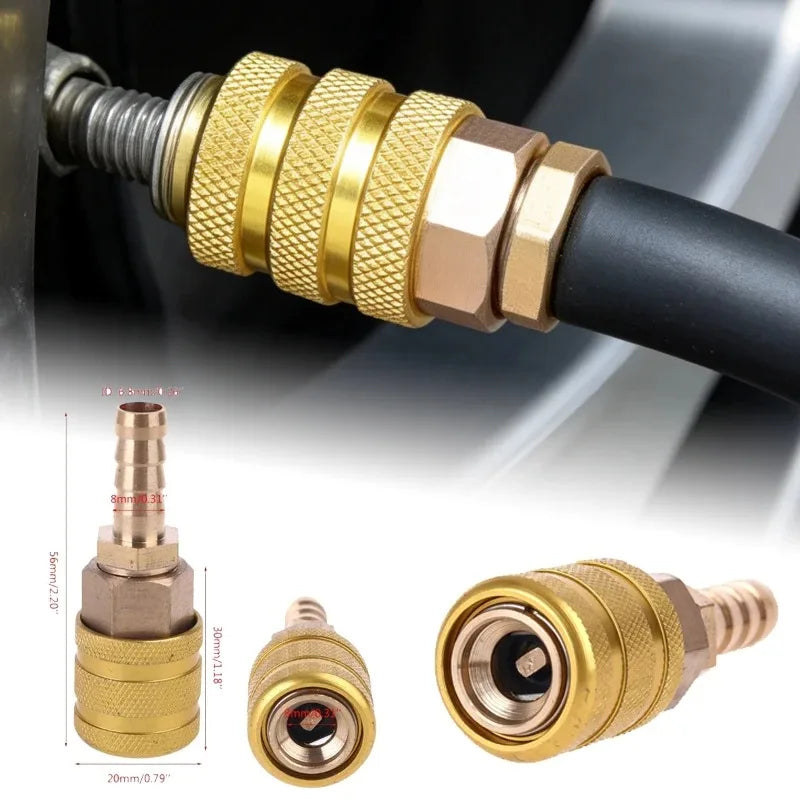 8mm Brass Leakproof Tire Inflation Quick Connector Adapter
