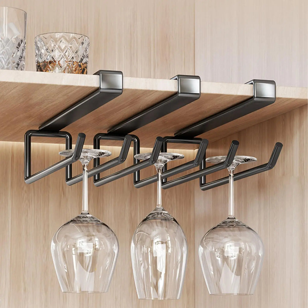 Under Cabinet Glass Rack No Drill Space Saving Metal Counter Storage