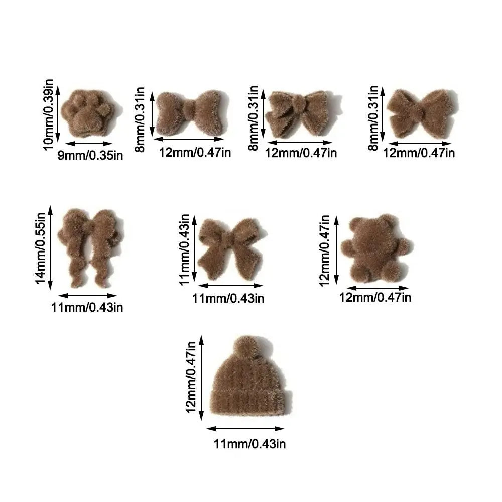 Velvet Bow Nail Art Decoration Cat Claw Decorations Tie Resin Flower Zpaxo