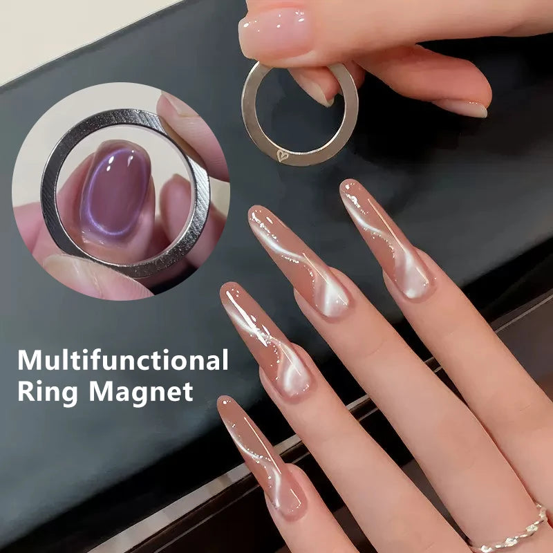 Multifunctional Nail Art Cat Eye Circular Magnet Suck Hollow Ribbon Effect Super Strong Magnet Ring Manicure Magnetic Tools Zpaxo