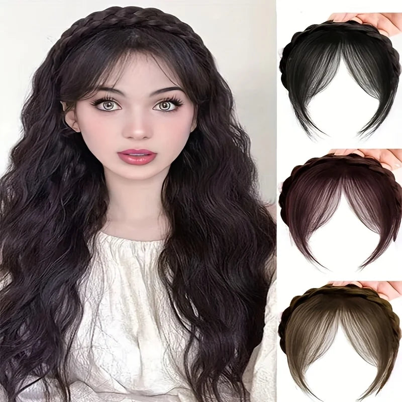 Vintage Braided Wig Headband Multifunctional Cute Hairband Women's