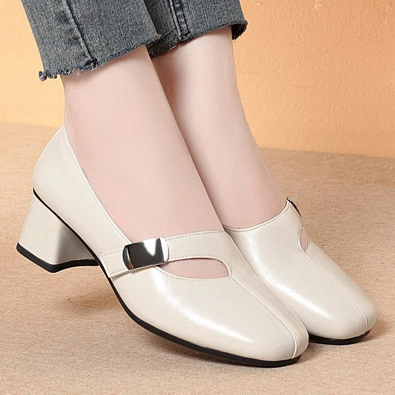 Light Mouth Single Shoes Soft Soles Mother Thick Heels Fashionable Zpaxo XYQ3369 White 39 China Mainland
