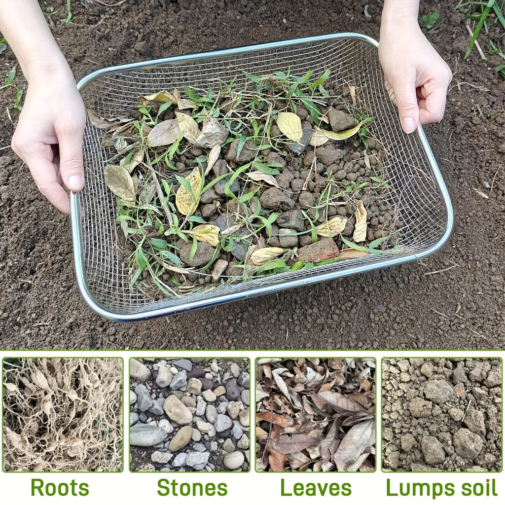 Stainless Steel Soil Sieve Mesh Gardening Rock Filtering Composting
