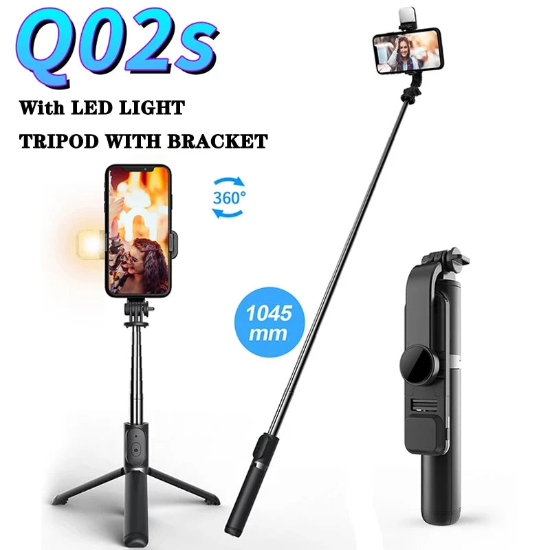 Q02 Selfie Stick Wireless Bluetooth Tripod Foldable Bracket for Xiaomi Redmi Huawei iPhone Samsung Smartphone Android iOS Holder Zpaxo