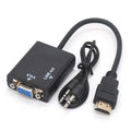 Adapter HDTV VGA Audio Male Female Converter Port HD Output 1080P TV Zpaxo black