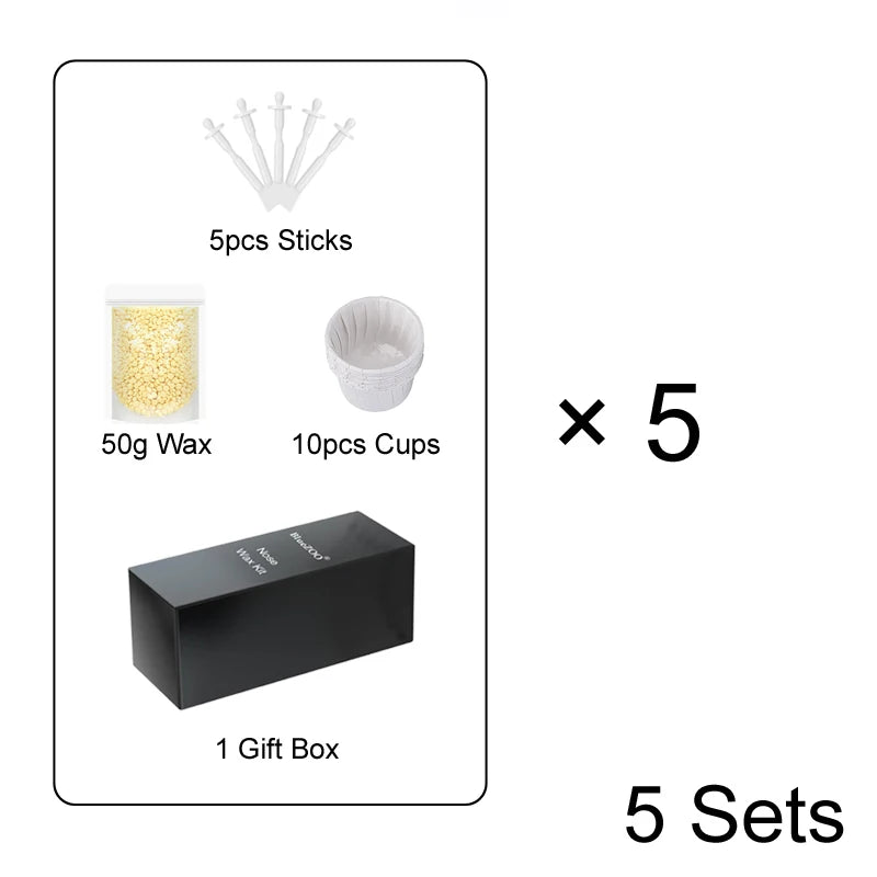 Portable Nose Hair Removal Wax Kit Paper-Free Cleaning Wax Set For Men And Women Wax Bean Nose and Ear Hair Removal Kit Zpaxo 112-WhiteX5