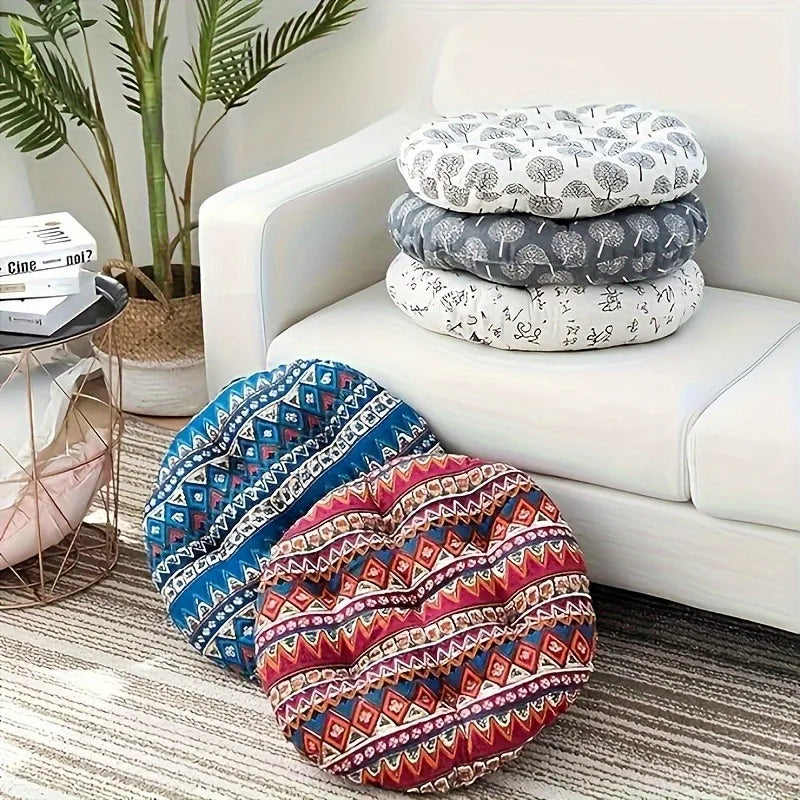 Fashionable Circular Seat Cushion Ethnic Fabric Yoga Mat Thick And Comfortable Seat Dining Chair Cushion Tatami Stool Cushion Zpaxo