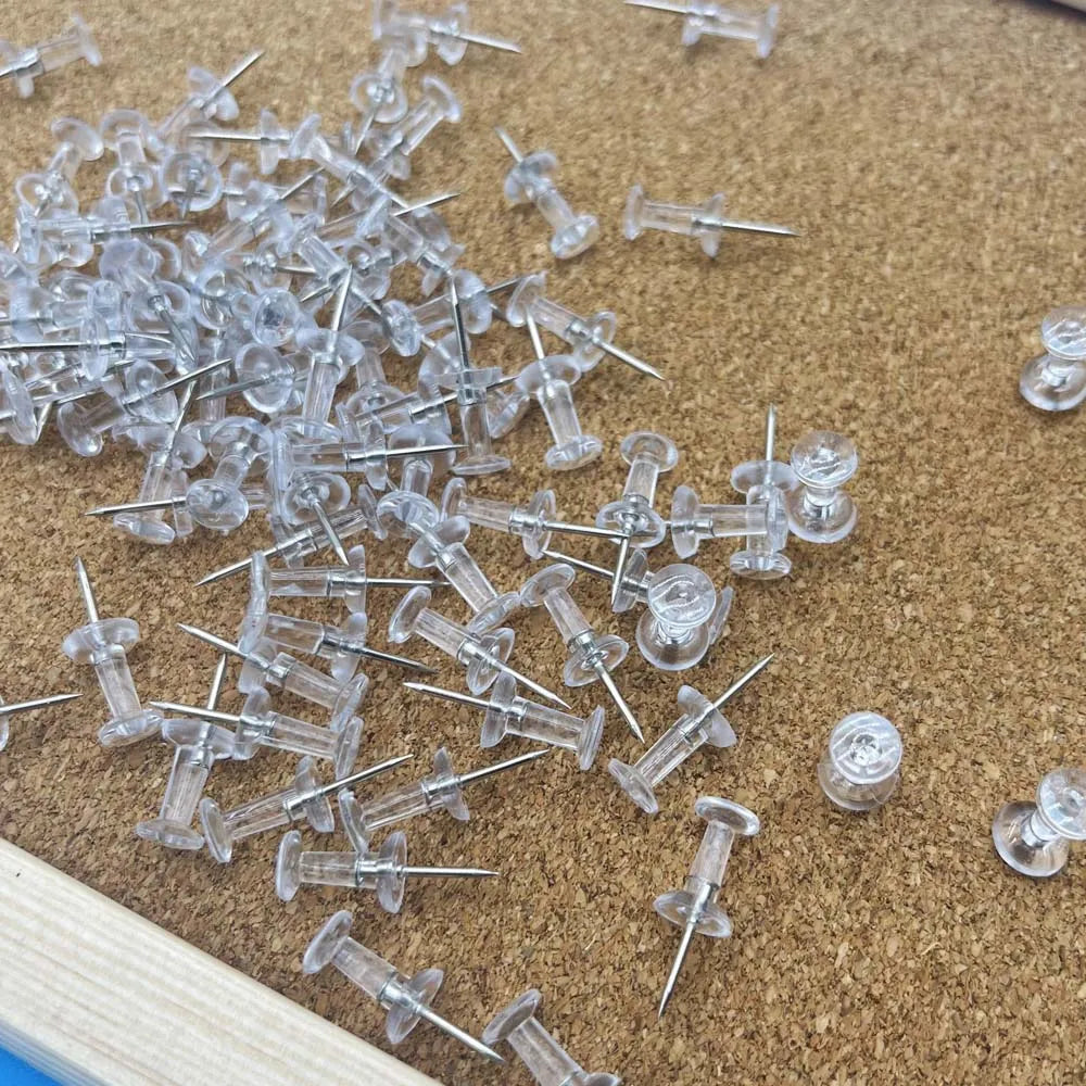 20/50/100pcs Push Pins Transparent Thumb Tacks With Plastic Box Home Office School Craft Projects Cork Board Photo Wall Bulleti Zpaxo
