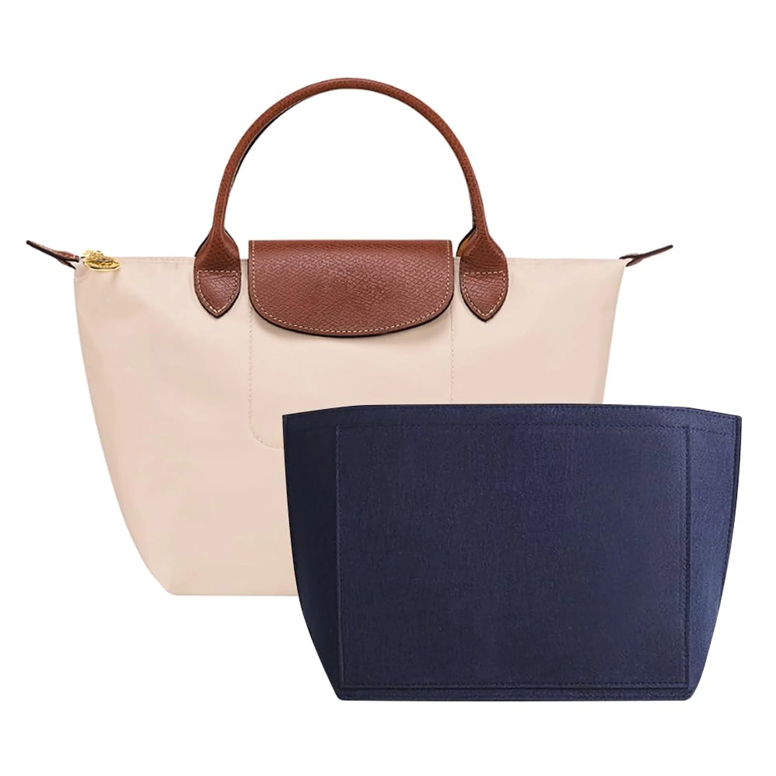 Felt Insert Bag Fits For Longchamp Handbag Liner Bag Felt Cloth Makeup Bag Support Travel Portable Insert Purse Organizer Zpaxo Navy Blue Medium