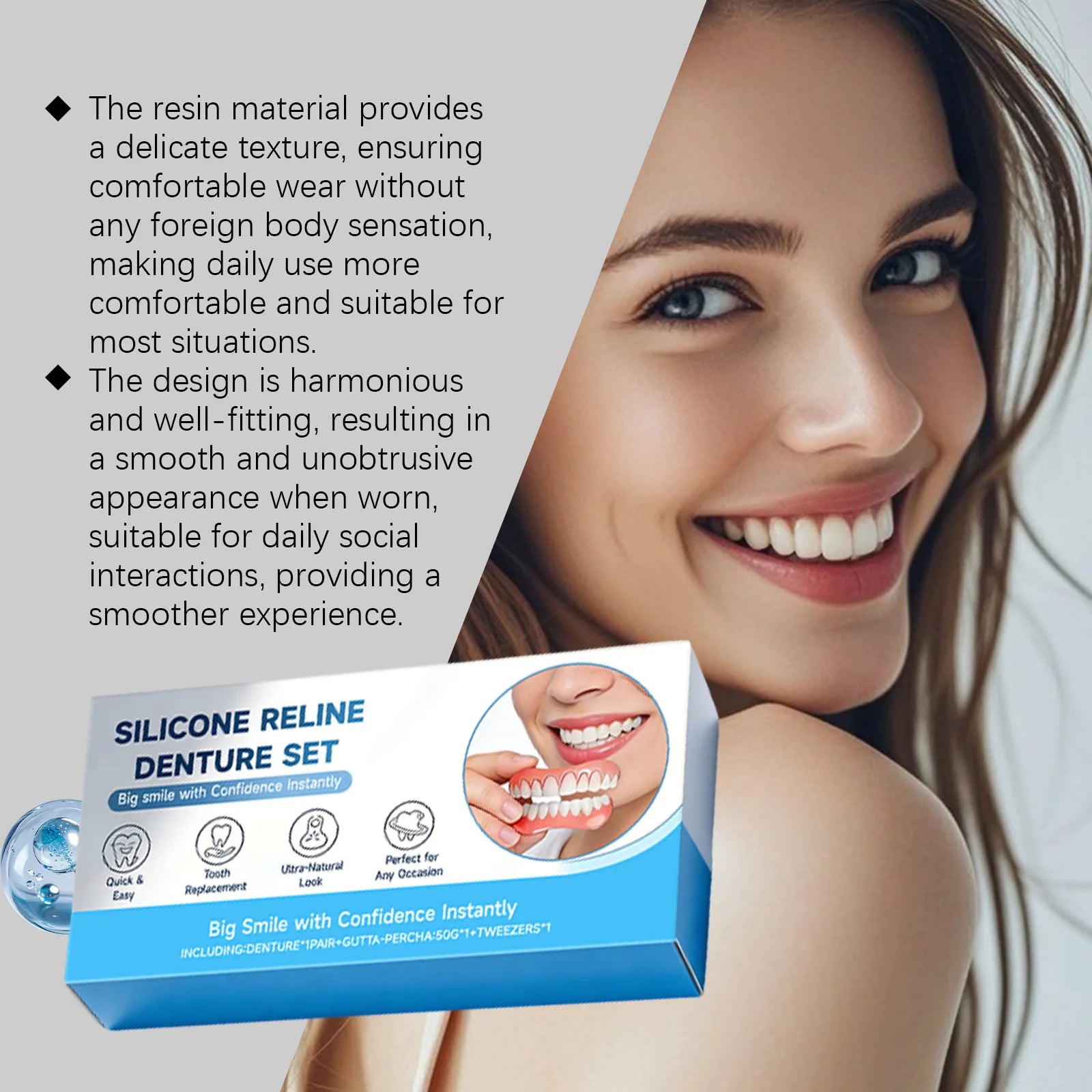 Silicone Reline Denture Set – Fake Teeth Kit for Comfort & Fit Denture Reline Kit Zpaxo