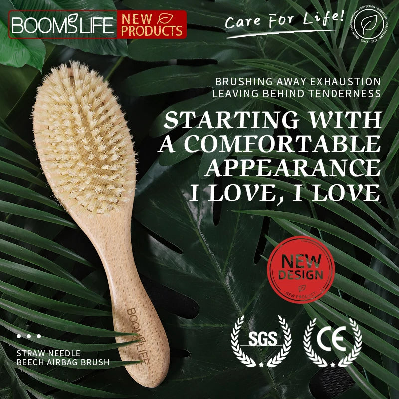 BOOMSLIFE Boar Bristle Hair Brush – Wood Comb for Thick Hair Boar Bristle Hair Brush Zpaxo