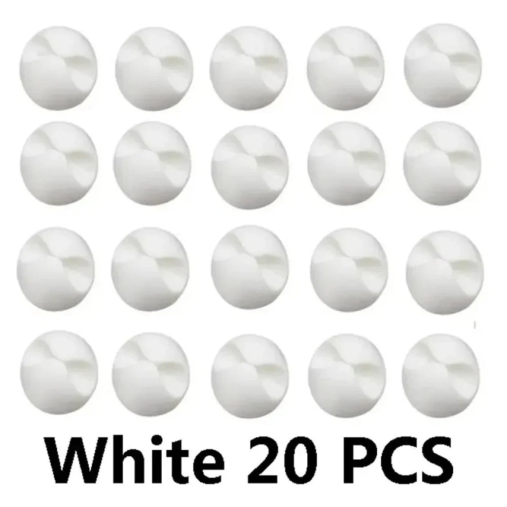 20-Pack Silicone Cable Clips – Wire & Cord Organizer Cable Organizer Clips Zpaxo White