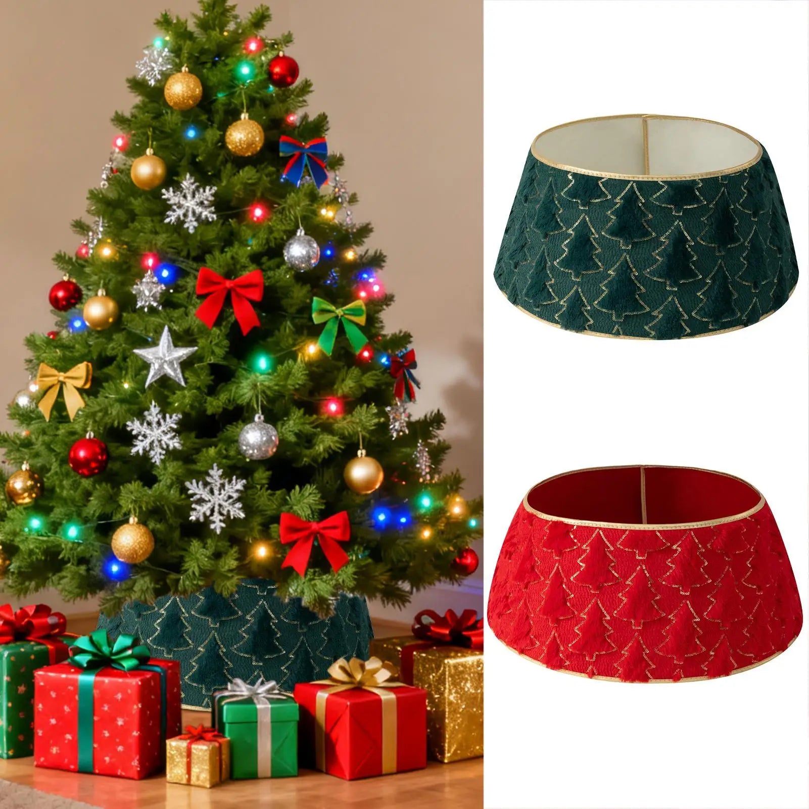 Tree Collar Plush Bohemian Protector Upper Diameter Christmas Stand