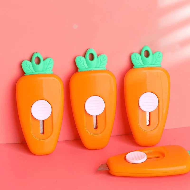 Cute Carrot Cartoon Portable Cutter Mini Utility Cutter Retractable Letter Opener Paper Cutting Tools School Office Stationeries Zpaxo