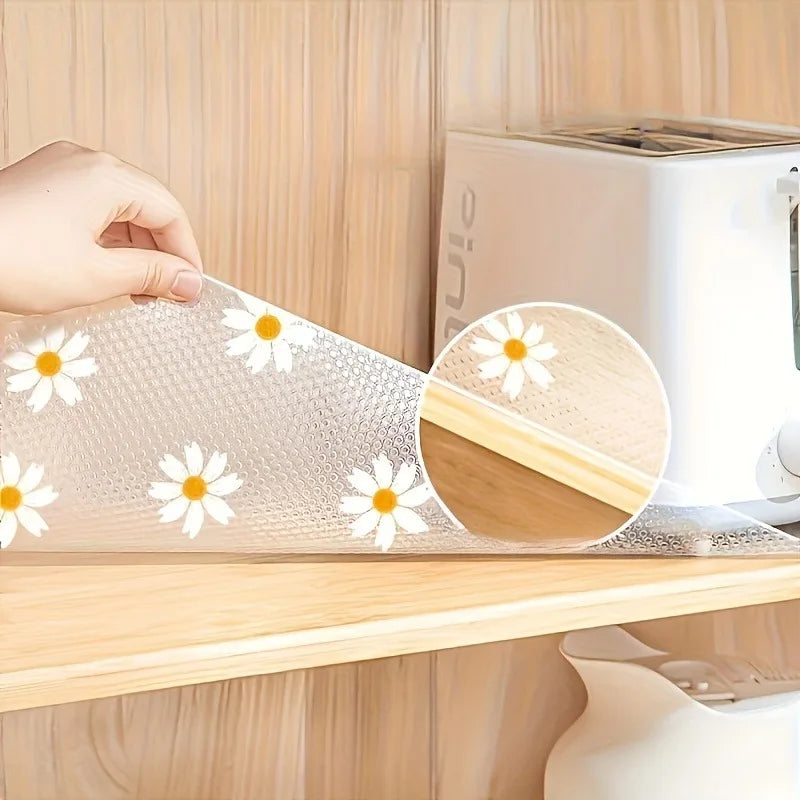 Non-slip Daisy Print Shelf Liner Roll Grip Cabinet Drawer Mat