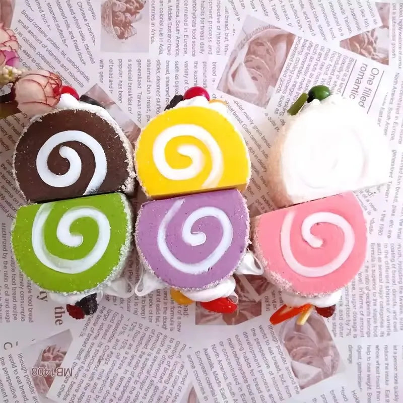 Simulation Swiss Roll Cake Model PU Dessert Fake Food Decor