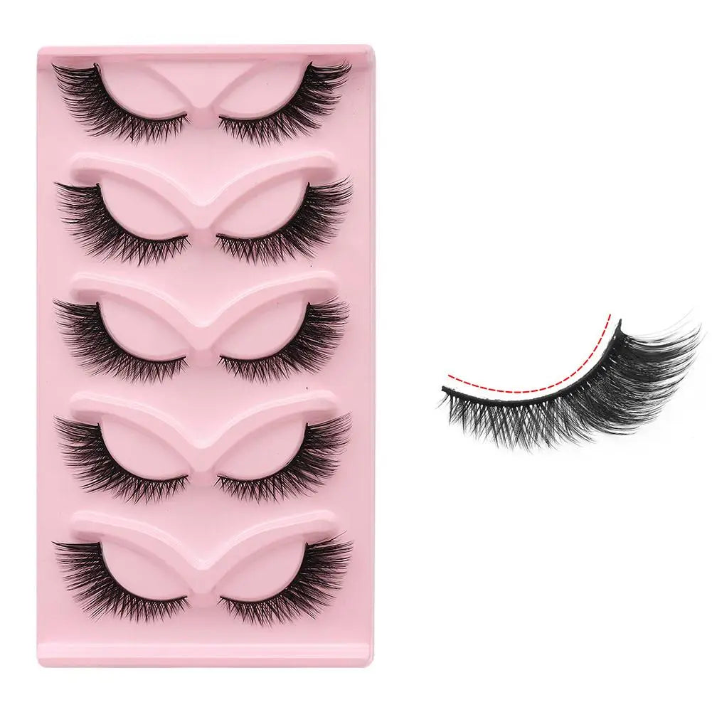 5Pairs Soft Natural Lashes Faux Mink Wispy Mink Eyelashes Extension Makeup Winged Fluffy Thick Lashes Cat Eye False Lashes Zpaxo D