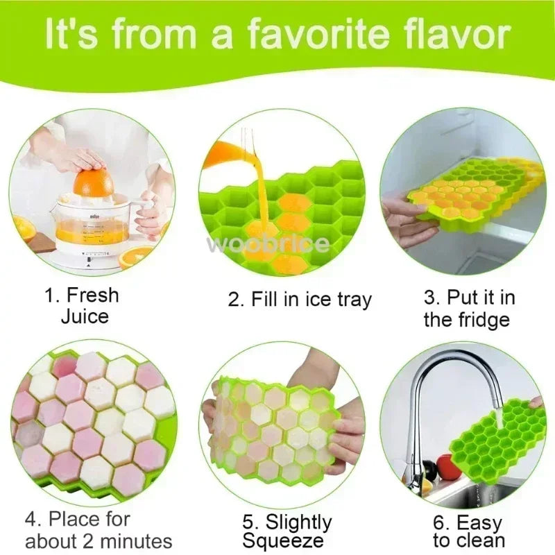 Ice Molds Silicone Honeycomb Hexagonal Template Popsicle Cube Mold Reusable BPA Free DIY Popsicle Mold Ice Cube Trays Zpaxo