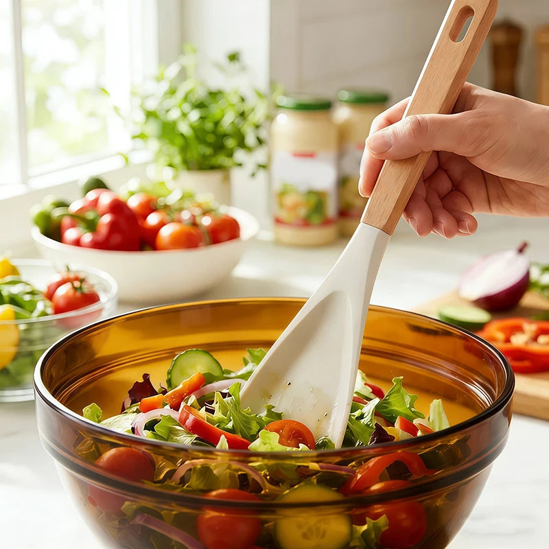 Multi-use Cooking Silicone Spatulas 1 Wooden Handle Non-stick Zpaxo
