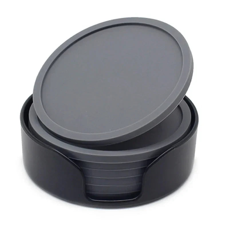 6Pcs 10cm Silicone Coasters Round Heat Resistant Rubber Tea Cup Mat Drink Coffee Mug Glass Beverage Holder Pad Decor Table Mat Zpaxo grey