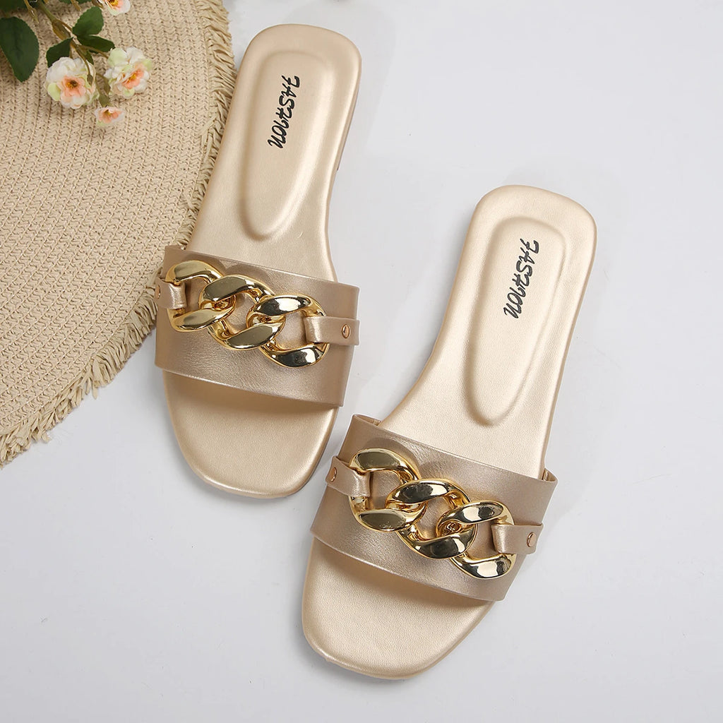Women Slippers 2026 Chain Flat Home Slippers Summer Style Casual Comfortable Women Shoes Slip-Ons Holiday Sandals Slides Women Zpaxo