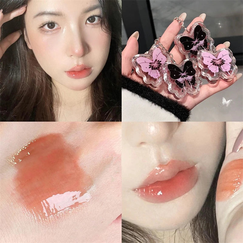 Butterfly Jelly Mirror Water Lip Gloss Portable Moisturizing Lip Balm Waterproof Liquid Lipstick Lipgloss Makeup Korean Cosmetic Zpaxo 7B
