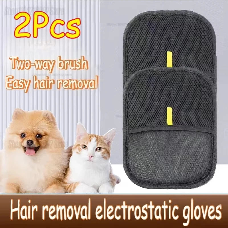 Pet Hair Remover Brush Kitten Hair Remover Gloves Deshedding Brush Glove for Dog Cat Double-Sided Fur Hair Cleaning for Carpet Zpaxo 2PCS
