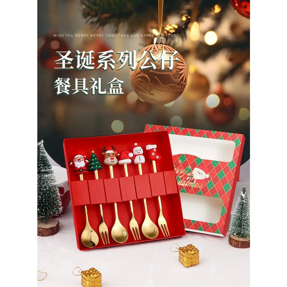 Christmas Creative Themed Dessert Spoon Fork Cartoon Pattern Design