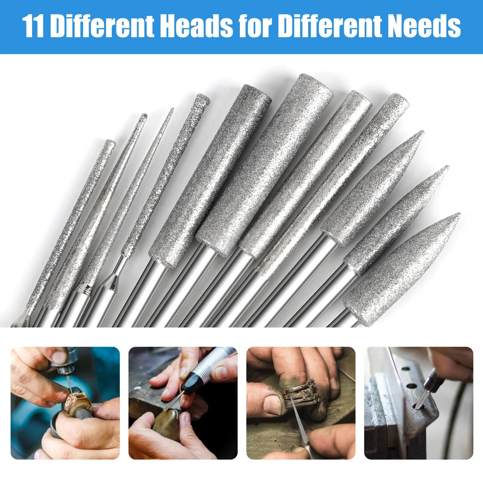 Diamond Grinding Burr Needle Point Engraving Carving Polishing Glass