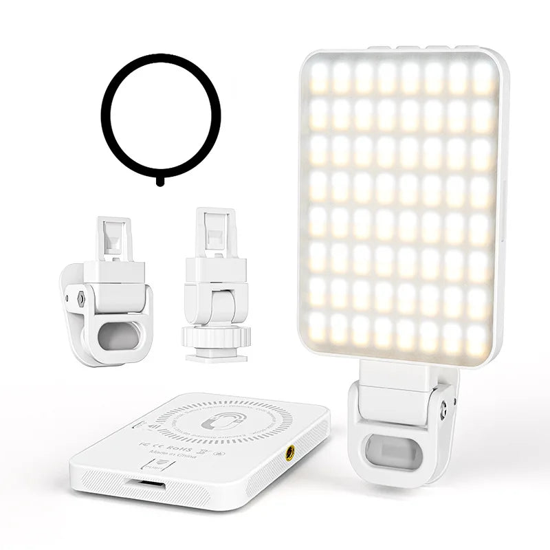 Mobile Light Focus Magnetic Absorption Fill Light Lamp Portable LED Light Video Shooting Light Round Ring Lamp Selfie Lighting Zpaxo White