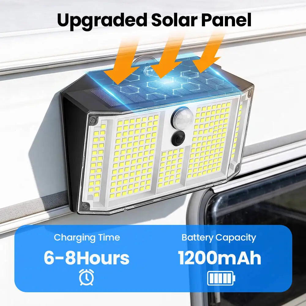 Magnetic Solar Lights Outdoor 268LED Motion Sensor Lights IP65 Waterproof Magnetic Outdoor Camping Lighting For Step Porch Zpaxo