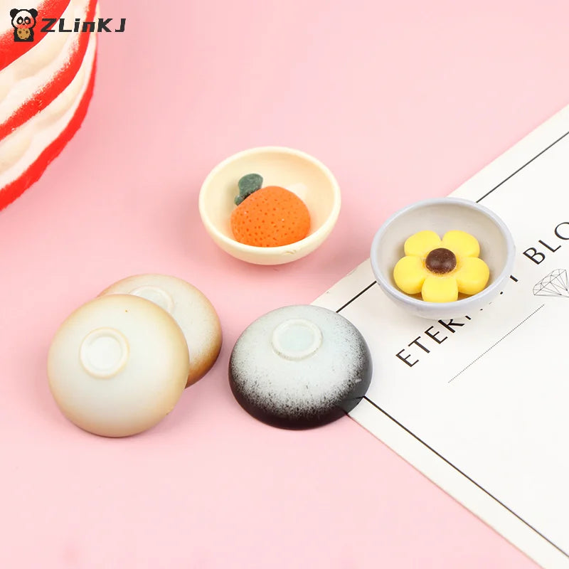 ▶10Pcs Miniature Bowl Dish Round 1/12 Scale Doll House Kitchen Dinning Accessory Zpaxo