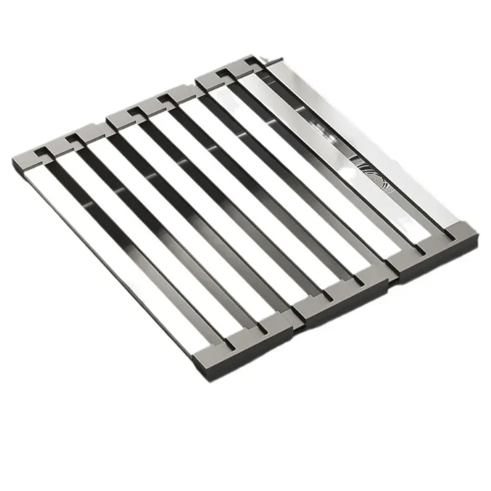 304 Stainless Steel Kitchen Sink Drain Rack Sink Bowl and Dish Storage Rack Foldable and Retractable Drain Basket Placema Zpaxo