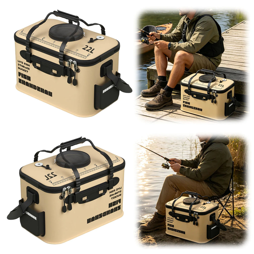 EVA Foldable Fishing Bucket Handbar Portable Water Tank Shoulder
