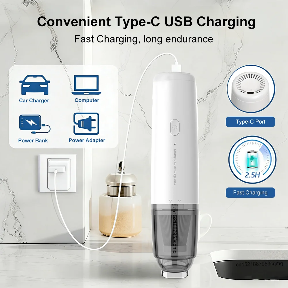 13000PA Wireless Car Vacuum Cleaner USB Rechargeable Powerful Suction