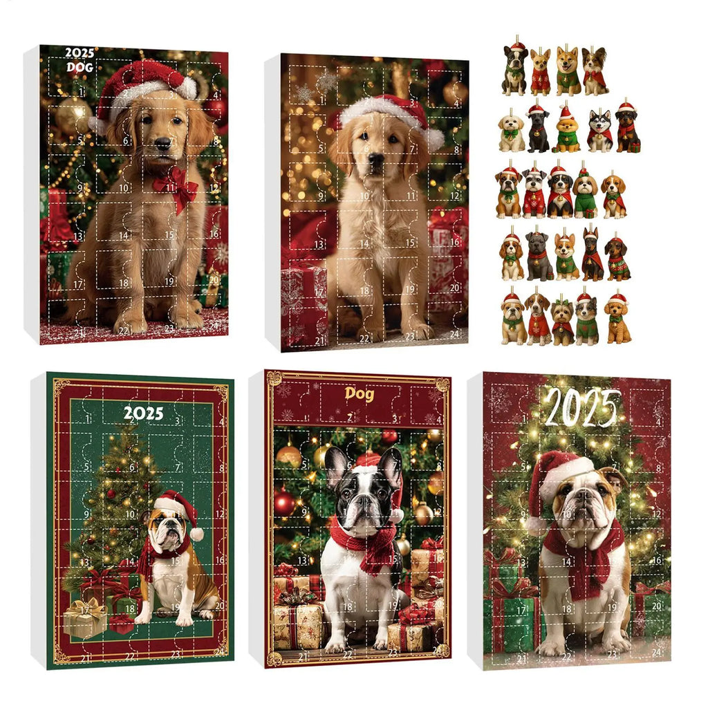 Dog Advent Calendar 24 Days Countdown 2D Acrylic Christmas Ornaments
