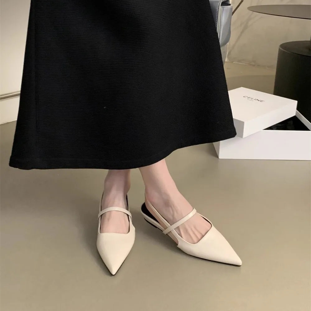 Women Sandals Shoes Pointed Toe 2025 Spring Fashion Shallow Footwear Zpaxo WHITE 36