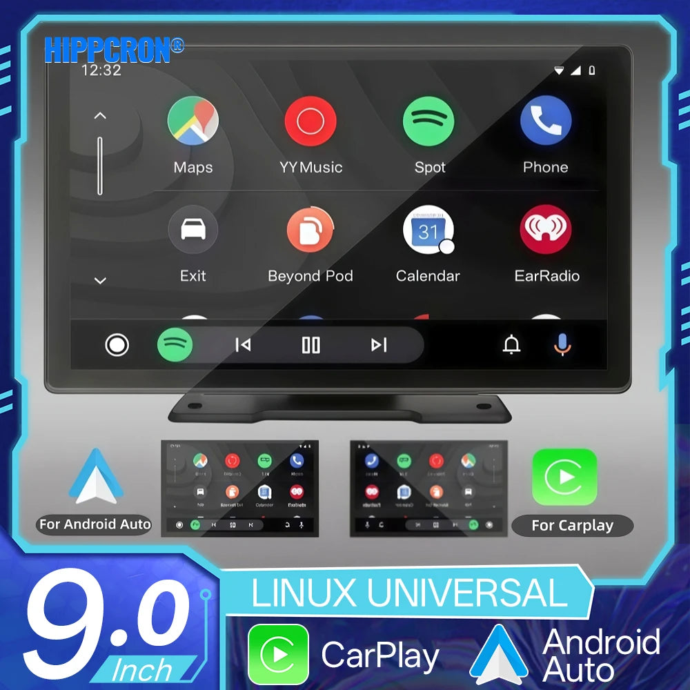 Hippcron 9-inch Car MP5 Multimedia Player HD Display Wireless Carplay