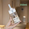 Portable Transparent Kawaii Water Bottle Sports Water Cup Plastic Handy Cup Outdoor Travel Office Essential Water Bottle ]Cup Zpaxo 1pcs White 350ml