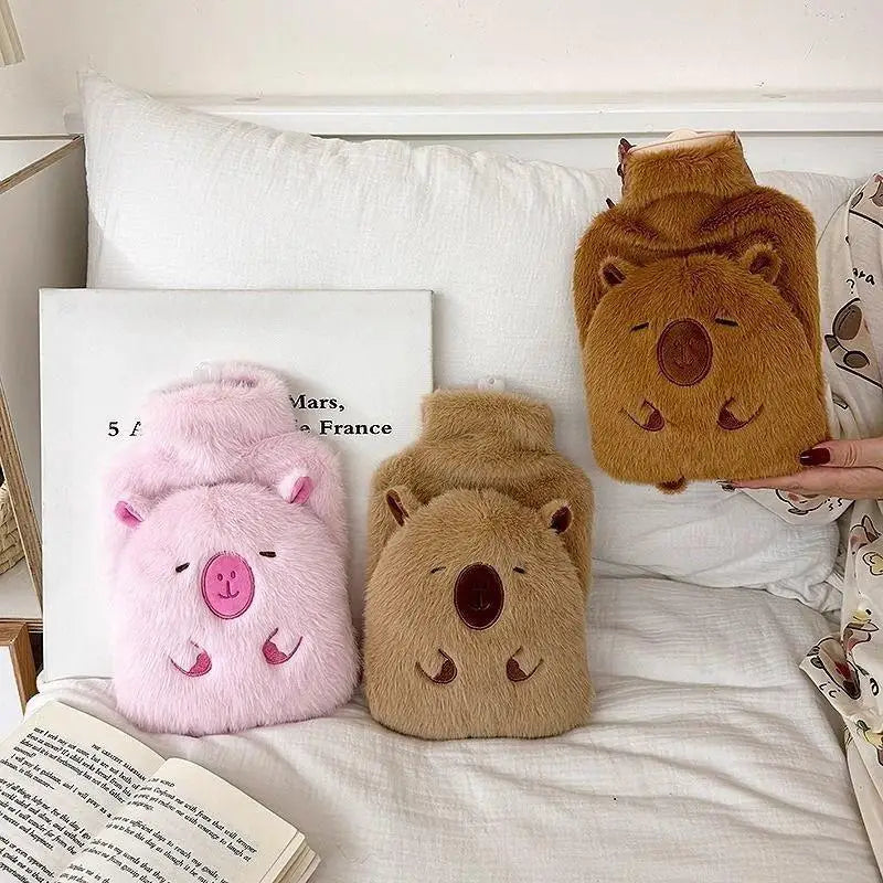Capybara Hot Water Bottle 1000ml – Plush Hand Warmer Winter Gift Hot Water Bottle Zpaxo