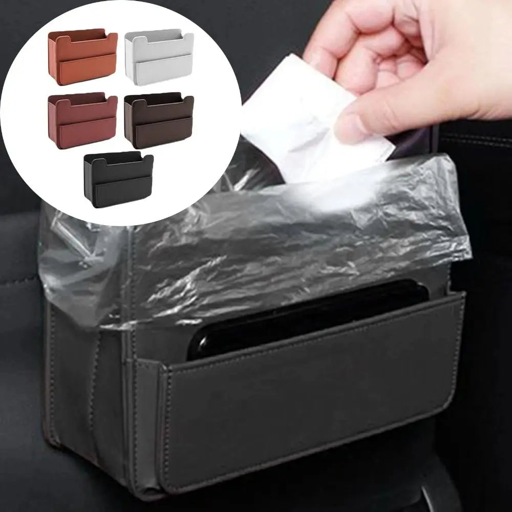 Foldable Design Car Interior Storage Organizer Leather Material Leatherette Material Car Trash Bin Multifunction Design Zpaxo