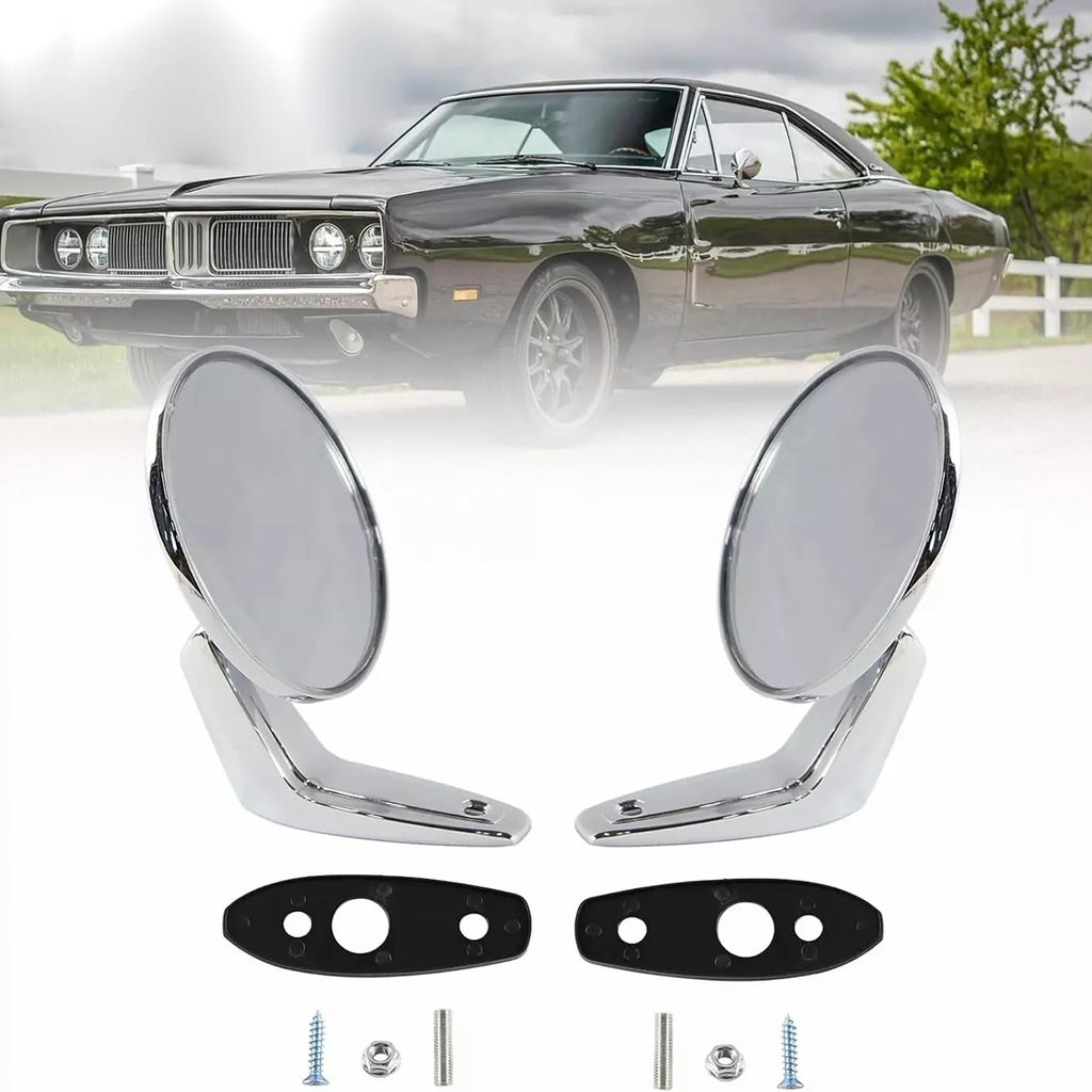 1 Pair Chrome Polished Outside Door Rearview Mirror Replacement Parts