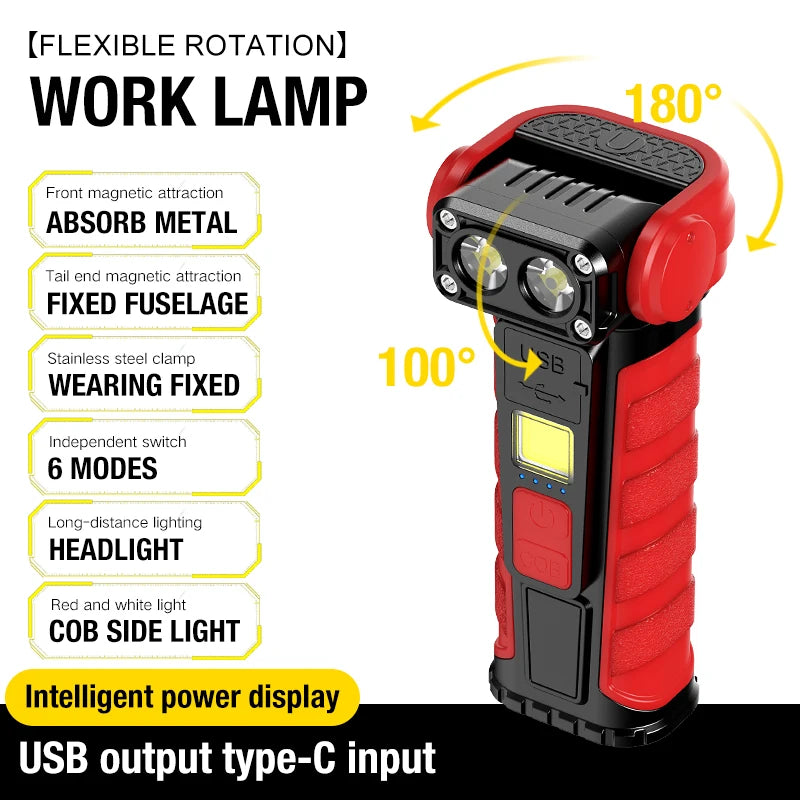 Robot Lighting Work Light Multi Level Adjustment Rechargeable