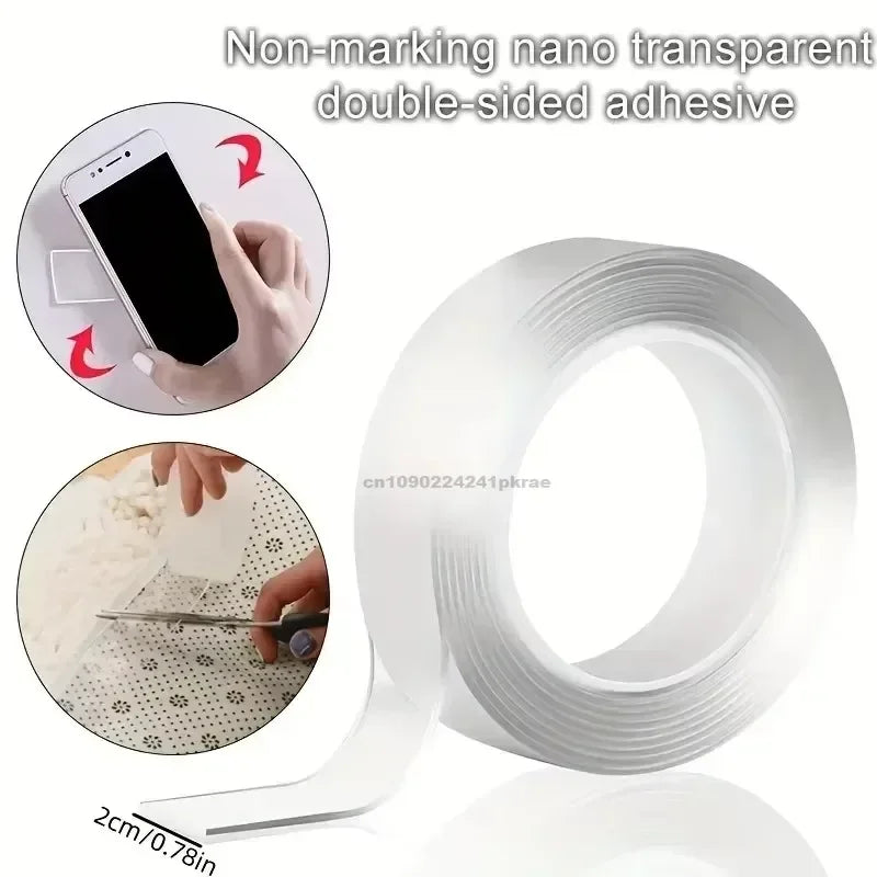 Nano Double Sided Adhesive Tape, 1mm Thick Upgraded Version with Grid, Multipurpose Waterproof No-Trace Tape - Other Material Zpaxo