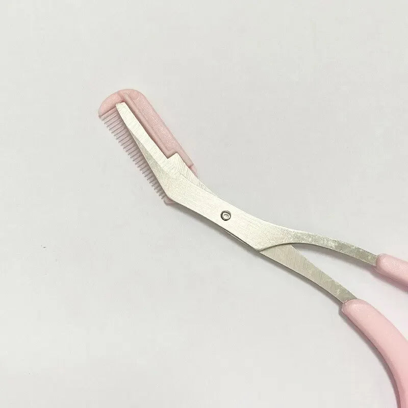 Women Eyebrow Scissors Comb Brow Trimmer Scraper Trimming Knife Face