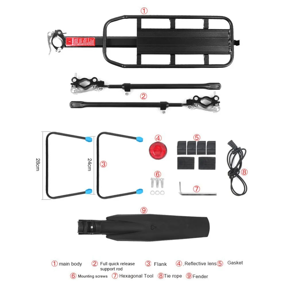 Bike Quick Release Adjustable Bicycle Cargo Rear Rack MTB Road