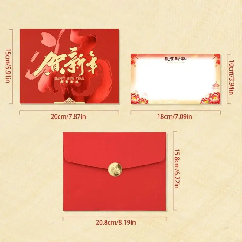 All Purpose Horse Greeting Card Retro Chinese New Year Design Quality Paper Zpaxo