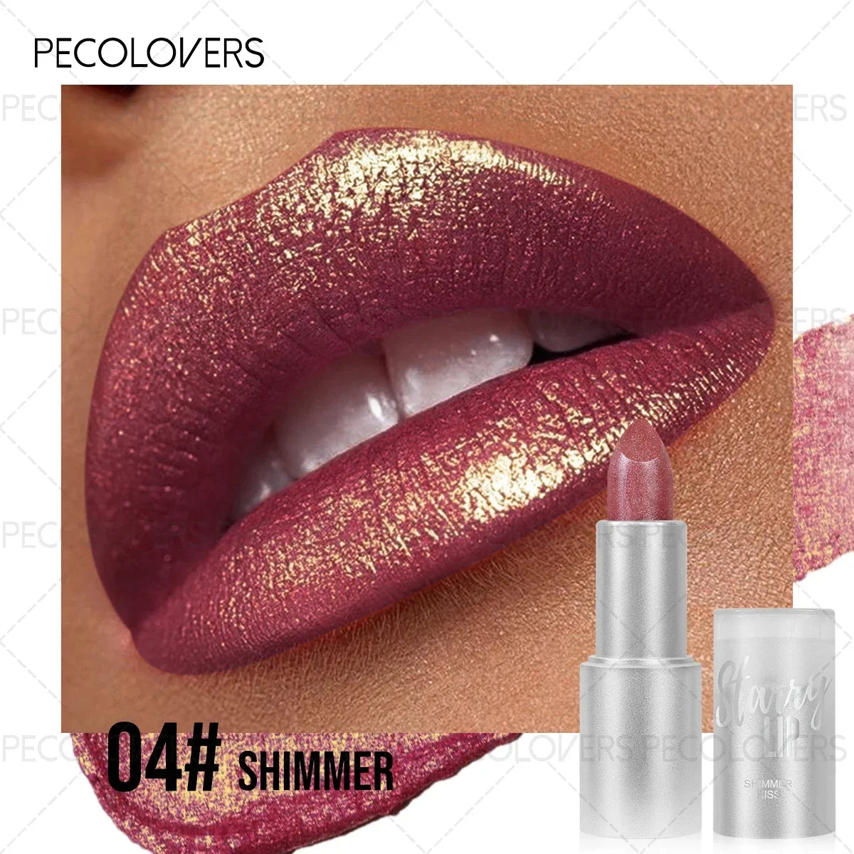 Sparkling Pearlescent Lipstick Long-lasting Shimmering Glitter Finish Zpaxo 04