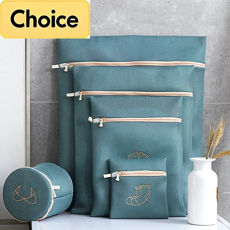 6 Size Embroidery Washing Machine Laundry Lingerie Bag Underwear Bra Socks Wash Net Large Capacity Clothes Storage Organizer Zpaxo