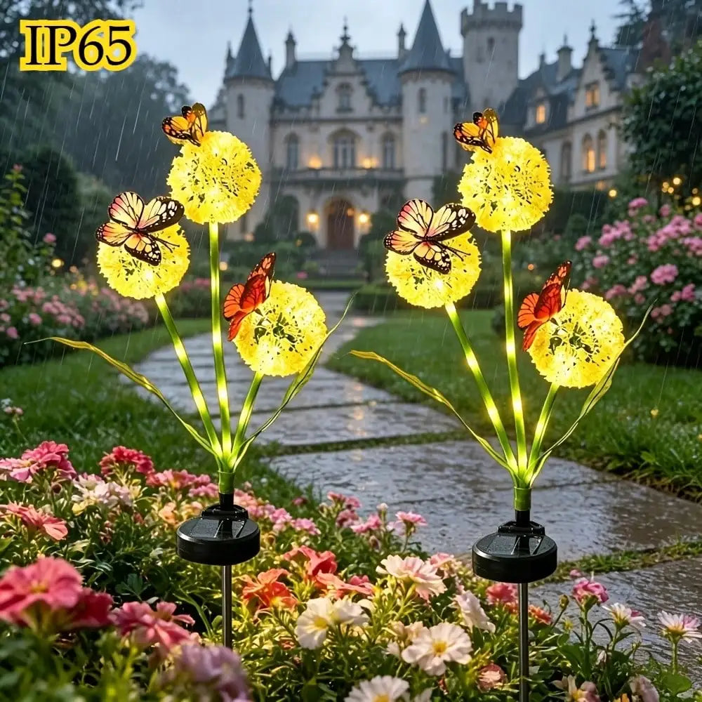 Solar-powered Butterfly Dandelion Lamp Garden Decorative Lighting